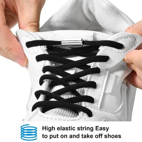 Vista 4 de 2-6 pares de cordones elásticos sin atar, cordones universales para zapatos para niños y adultos, cordones sin cordones con cierre de metal