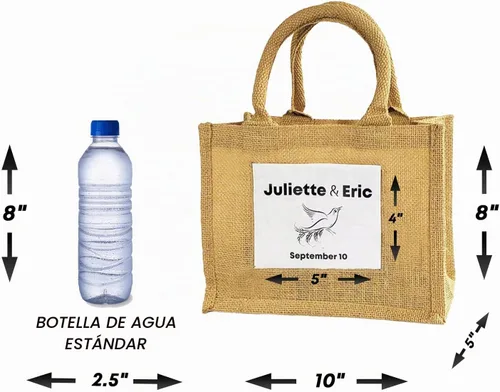 Vista 4 de Mini bolsas de yute de regalo con bolsillo transparente para recuerdos de boda, manualidades, decoraciones (1)