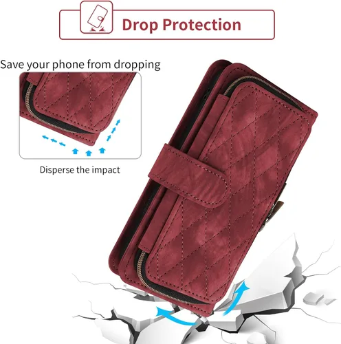 Vista 7 de Funda para teléfono Motorola Edge + Plus 2022/Edge X30/30 Pro con protector de pantalla de vidrio templado, correa cruzada, soporte con cremallera