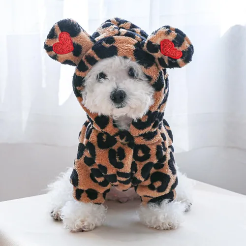 Vista 5 de Sudaderas con capucha para perros, pijamas para perros, overoles para mascotas, otoño e invierno, suéter cálido para perro, sudadera con lindo