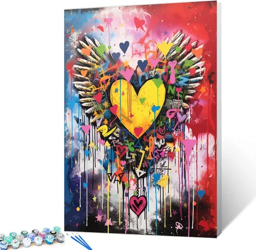Vista 8 de Tucocoo Pintura de globos coloridos por números para adultos, kits de pintura al óleo digital sobre lienzo con pinceles y pigmento acrílico, arte