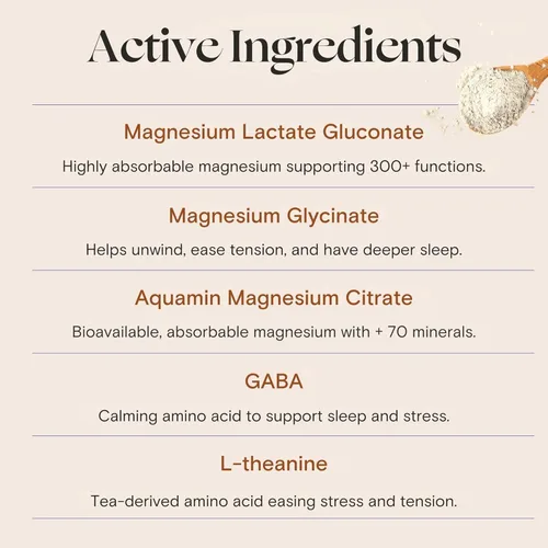 Vista 2 de Foria Mellö Suplemento de magnesio Superblend Powder – Glicinato de magnesio con L-teanina, GABA y minerales traza – Apoya el sueño y la relajación