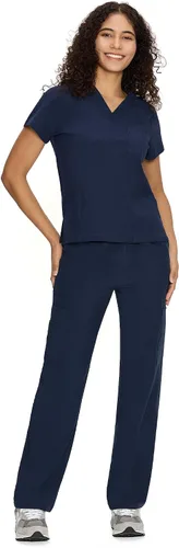 Vista 27 de COZYFIT Scrubs for Women Set - V-Neck & Straight Leg Pants with 9 Pockets Negro