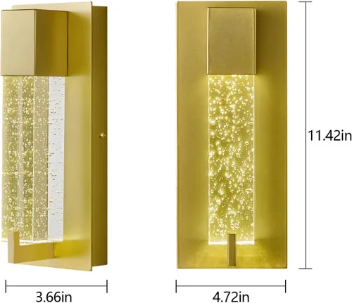 Vista 4 de Modernos apliques de pared de cristal LED, lámparas de pared dorados elegantes para sala de estar, dormitorio, baño, pasillo, puerta, escalera