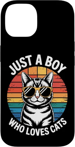 Vista 4 de Just A Boy Who Loves Cats Cat Dad Kitty Parent Feline Boys Case for iPhone 16