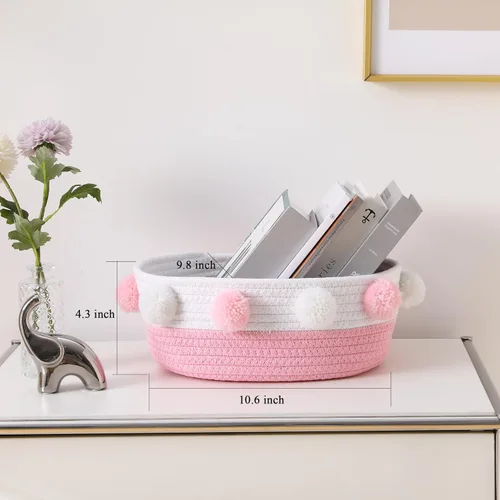Vista 4 de Cesta de regalo vacía para llenar con bolsa, lazo para tirar, tarjeta de felicitación y cinta para mujeres bebés, cesta de regalo rosa para baby