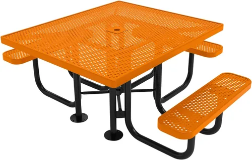 Vista 111 de COATEDOUTDOORFURNITURE Mesa de picnic cuadrada de 46 pulgadas, expandida, color negro
