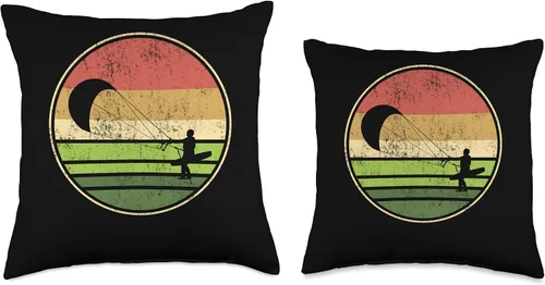 Vista 3 de retro vintage kiteboarder kiteboard Throw Pillow