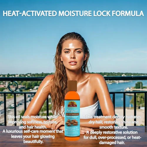 Vista 5 de OKAY Tratamiento capilar de aceite caliente de argán 100% natural, aceite de argán para el cabello, aceite para cabello encrespado seco dañado