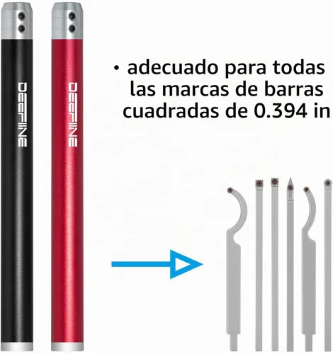 Vista 2 de 2 piezas de torno de madera de carburo herramientas de tronado mango de agarre, acepta barra de herramientas de torneado cuadrada de 0.394 in