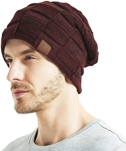 Vista 5 de REDESS Gorro para hombre y mujer, gorro de invierno cálido, gorro de punto holgado grueso