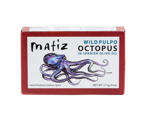 Vista 9 de Matiz Pulpo Pulpo de aleta amarilla salvaje en aceite de oliva 4.0 onzas