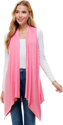 Vista 13 de Azules Sleeveless Cardigan for Women, Soft Lightweight Duster Open Front Sleeveless Long Cardigan Vest