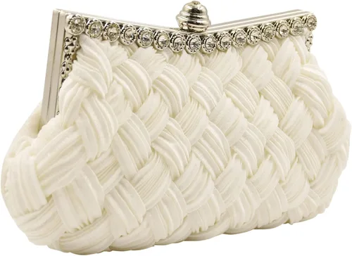 Vista 2 de RARITYUS Bolso de noche para mujer con forma de rosa de satén sedoso con elegante asa de metal para fiesta boda