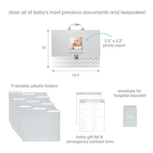 Vista 3 de Pearhead Baby Briefcase and Document Organizer,All In One Expanding File Folder,Baby's Paperwork & Records,Newborn Keepsake & Memory Box with