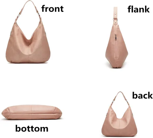 Vista 3 de Bolso Hobo para mujer, de piel sintética, suave, holgado, con cremallera
