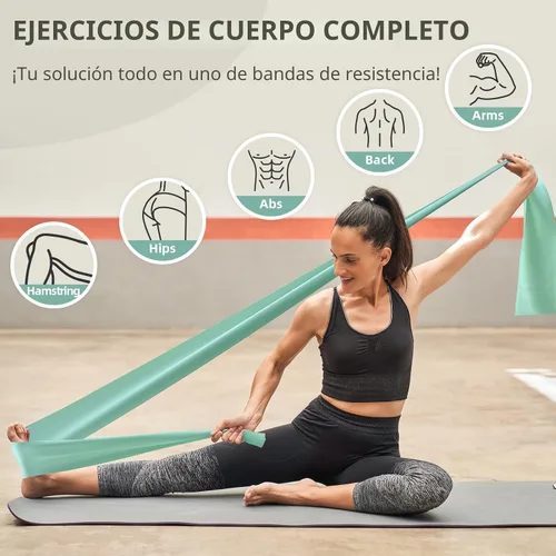 Vista 5 de Bandas elásticas para ejercicio, bandas de resistencia de 5 niveles para entrenamiento, bandas de ejercicio para terapia física, pilates