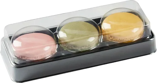 Vista 12 de Restaurantware Shock Safe - Cajas para llevar macarrones de 5.7 x 2.2 x 1.4 pulgadas, 100 cajas de exhibición duraderas, se adaptan a 3 macarons
