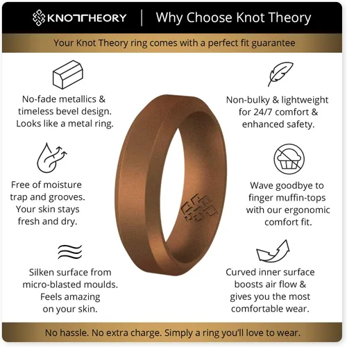 Vista 47 de Knot Theory - Anillo de boda de silicón para hombres y mujeres Anillos de goma finos de calidad superior con gran estilo, comodidad; son ideales