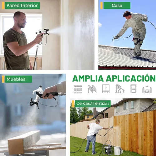 Vista 5 de Pulverizador de Pintura Sin Aire, Pistola de Pintura Eléctrica de Alta Presión con Varilla de Extensión, Herramienta de Pintura Profesional Sin