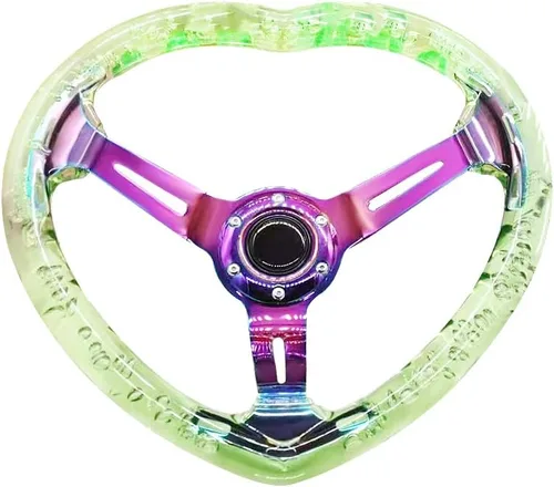 Vista 11 de Volante de Carreras de Acrílico Universal con Diseño en Forma de Corazón Volante Apto para la Mayoría de Vehículos, Coches de Carreras, RZR, Club