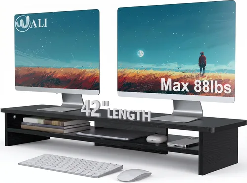 Vista 17 de WALI Soporte para monitor de computadora para escritorio, elevador Negro