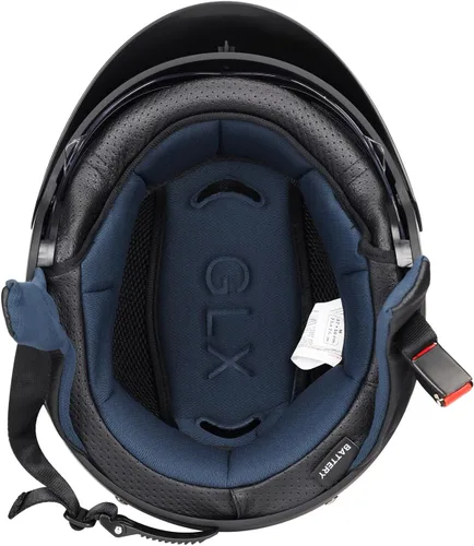 Vista 7 de GLX M14 - Casco de motocicleta de cara abierta, negro, pequeño, aprobado por DOT