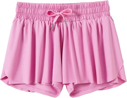 Vista 2 de Dancer queen Pantalones cortos holgados con cordón para niñas, pantalones cortos deportivos para correr, deportes, gimnasia para 6 a 12 años