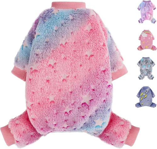 Vista 8 de Pijama de forro polar para perro macho, pijamas de otoño e invierno, ropa linda para cachorros extra pequeños, jumpsuit de suéter para perro de 4