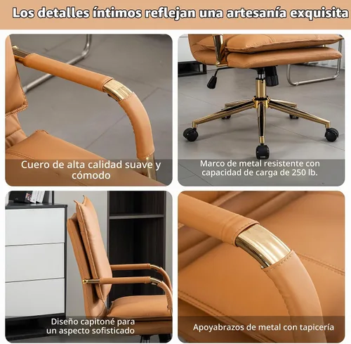 Vista 3 de Silla de oficina, cómoda silla de escritorio, silla giratoria de cuero, silla ergonómica para computadora con reposabrazos, silla de escritorio