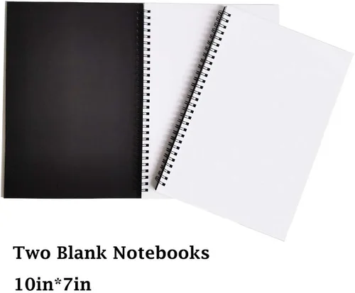 Vista 2 de Twinkle Cuadernos en espiral, cuadernos en blanco, papel grueso, 60 hojas, 10 x 7 pulgadas, paquete de 2 (negro, blanco)