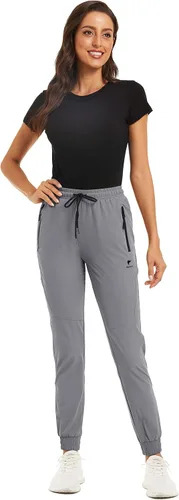 Vista 3 de TACVASEN Pantalones de senderismo para mujer de secado rápido con bolsillos con cremallera
