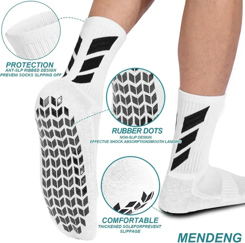 Vista 2 de MENDENG Calcetines de agarre de fútbol para hombre, antideslizantes, antideslizantes, antideslizantes, para hospital, yoga, entrenamiento, deportes