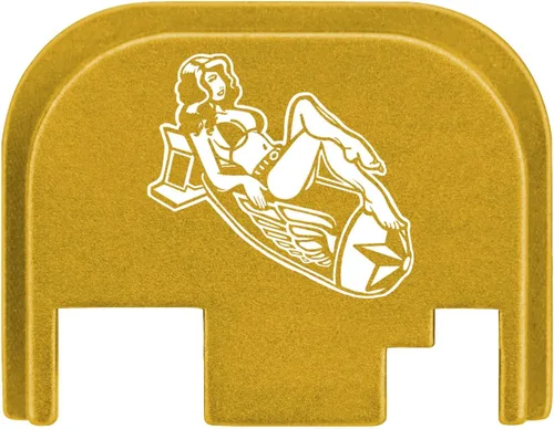 Vista 64 de NDZ Performance Gen 1-4 Rear Slide Cover Plate for Glock 9mm .40 .357 .45 Laser Engraved Popular Images in Black Aluminum - Choose Image