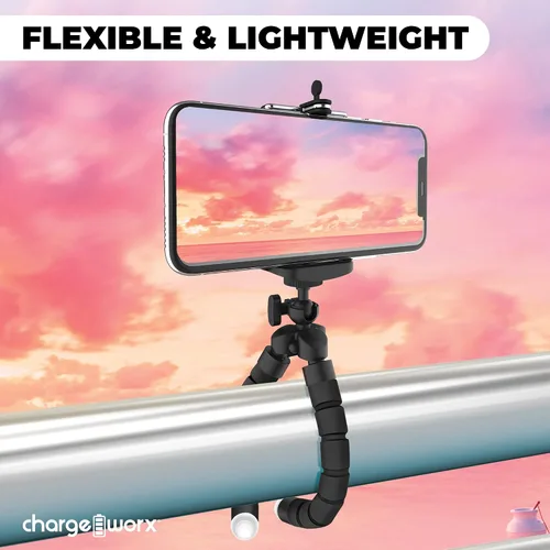 Vista 6 de ChargeWorx Soporte universal para trípode para teléfono Soporte de trípode flexible para teléfono Soporte ajustable Rotación de 360° Pies