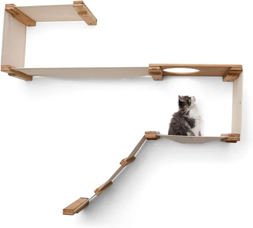Vista 8 de CatastrophiCreations Play - Hamaca para gatos y centro de actividades de escalada - Árbol de gato montado en la pared