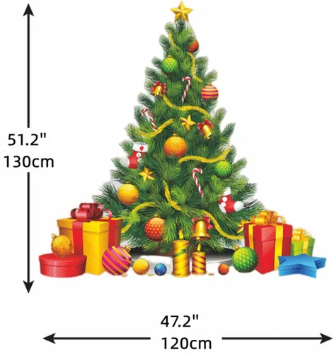Vista 6 de Pegatinas grandes de árbol de Navidad de 51.2 x 47.2 pulgadas, calcomanías de decoración de Navidad, decoración de sala de estar, calcomanías
