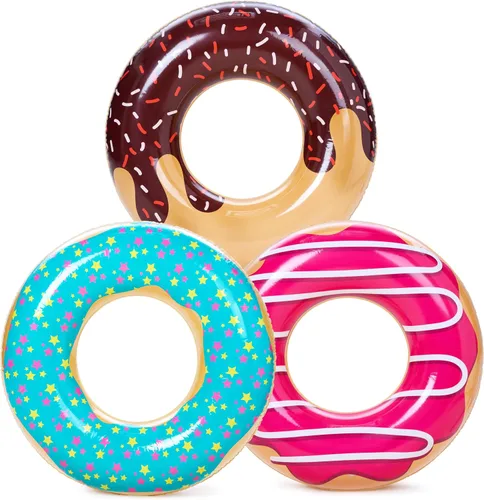 Vista 7 de JOYIN Paquete de 3 flotadores de piscina, tubo de piscina para niños anillos de natación tubos inflables, tubos de animales marinos de unicornio