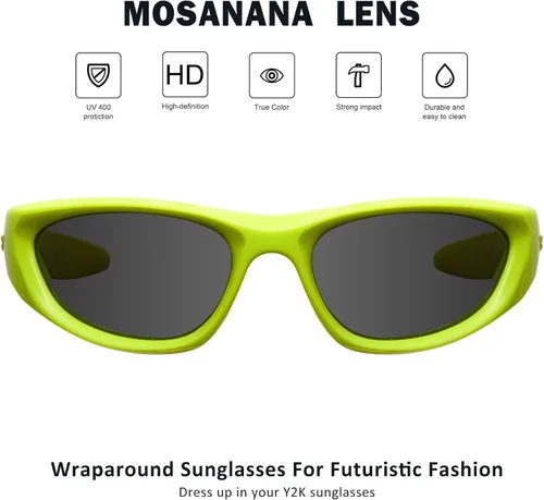 Vista 2 de mosanana Gafas de sol redondas Y2K para mujeres y hombres, modelo Freak