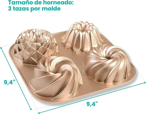 Vista 2 de Baker's Secret Molde estriado antiadherente para pasteles, moldes de aluminio fundido resistente para hornear pasteles, 2 capas de revestimiento