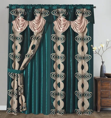 Vista 7 de GOHD Spinning Singer. Voile. Cortina de ventana jacquard de gasa con cenefa adjunta y respaldo de tafetán. Juego de 2 piezas. Cada pieza de 54