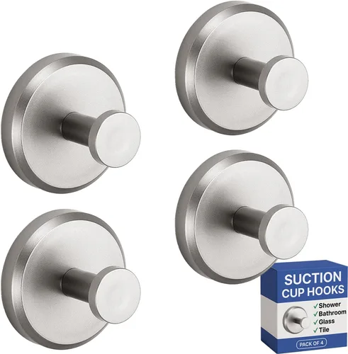 Vista 9 de HOME SO Ganchos con ventosa para toallas de ducha y baño, paquete de 2 – Ganchos de ventosa para colgar toallas, batas y abrigos – azulejos, puerta