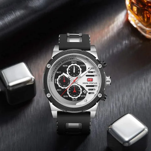 Vista 4 de KXAITO Relojes para hombre, reloj cronógrafo deportivo militar, resistente al agua, correa de cuero de silicona luminosa, relojes casuales