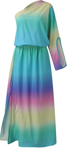 Vista 3 de N Apparel Womens Floral Print One Shoulder Ruched Short Dress Butterfly Sleeve Asymmetrical Hem Wrap Front Party