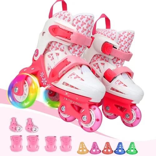 Vista 9 de Kids Quad Roller Skate,Roller Skates for Girls Boys,3-Point Balance Roller Shoes for Beginners