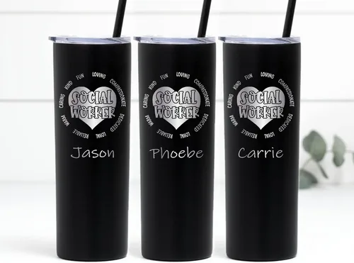 Vista 4 de AVITO Regalo personalizado para trabajador social, grabado con láser, aislado al vacío, vaso de 20 onzas con tapa y pajilla, vaso de trabajo social