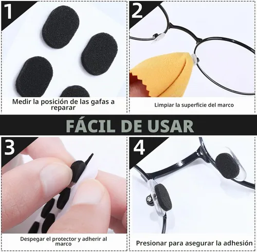 Vista 5 de Frienda - 96 pares de almohadillas para la nariz para lentes, espuma suave, autoadhesivas, 0.039 in