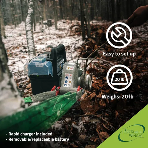 Vista 5 de Portable Winch PCW3000-Li-A Cabrestante de Cabestrante Accionado por Batería con Accesorios - Cabrestante de Capacidad de Tracción de 2,200 libras