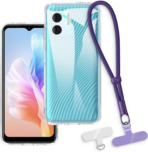 Vista 9 de Estuche y correa de muñeca para Doogee N50 - transparente+negro Funda protectora 2 en 1 para teléfono de 6.52 pulgadas con cordón desmontable