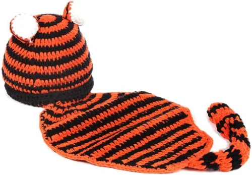 Vista 6 de Toddmomy - Disfraz de Navidad para recién nacido, diseño de ganchillo, gorro de punto de Navidad